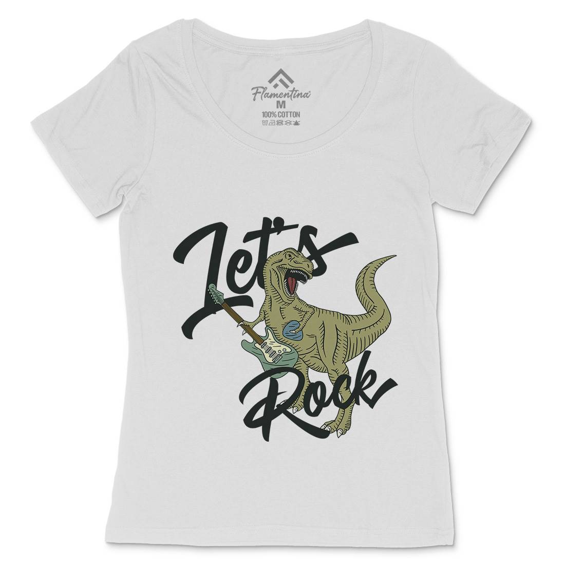 Let&#39;s Rock Womens Scoop Neck T-Shirt Music B363