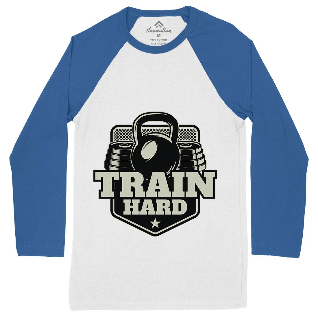 Train Hard Mens Long Sleeve Baseball T-Shirt Gym B365