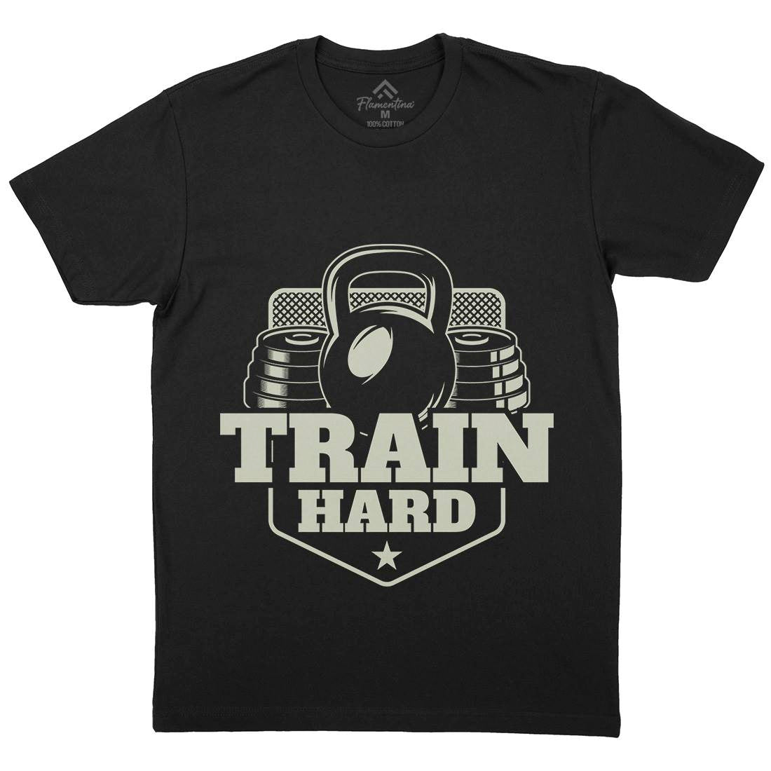 Train Hard Mens Organic Crew Neck T-Shirt Gym B365