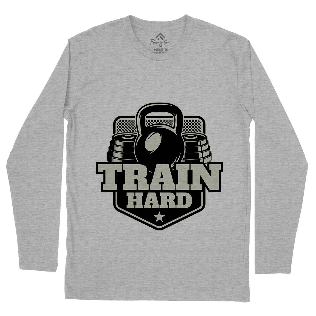 Train Hard Mens Long Sleeve T-Shirt Gym B365