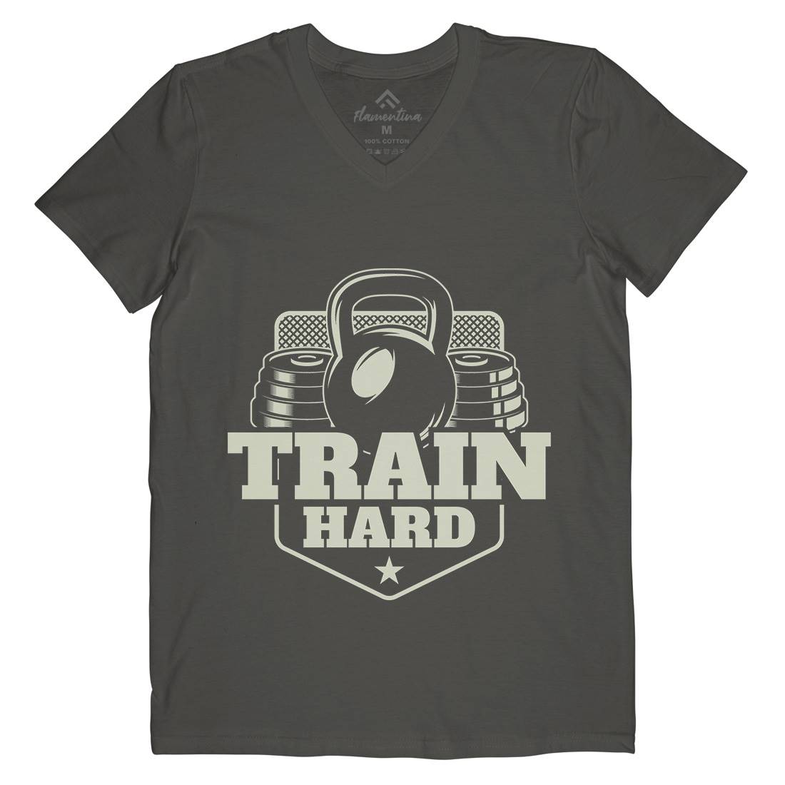 Train Hard Mens V-Neck T-Shirt Gym B365