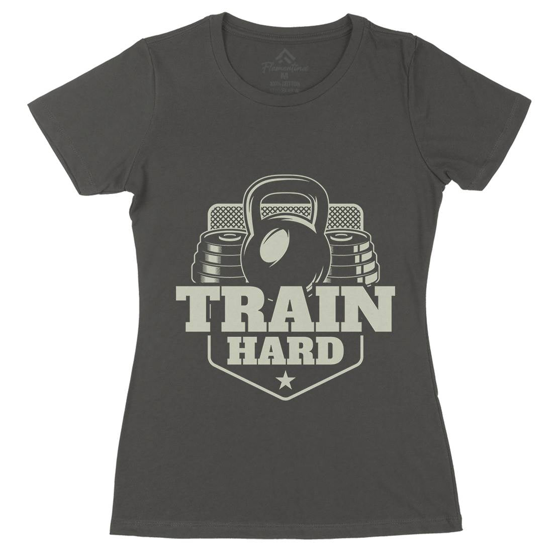 Train Hard Womens Organic Crew Neck T-Shirt Gym B365