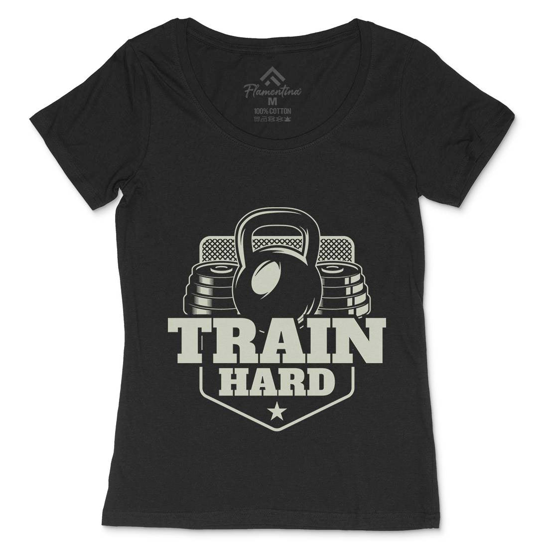 Train Hard Womens Scoop Neck T-Shirt Gym B365