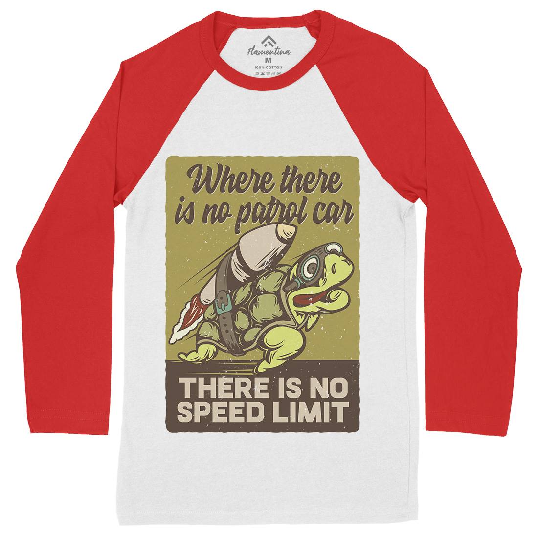 Turtle Rocket Mens Long Sleeve Baseball T-Shirt Animals B366