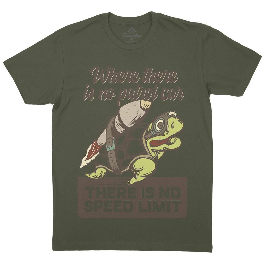 Turtle Rocket Mens Crew Neck T-Shirt Animals B366