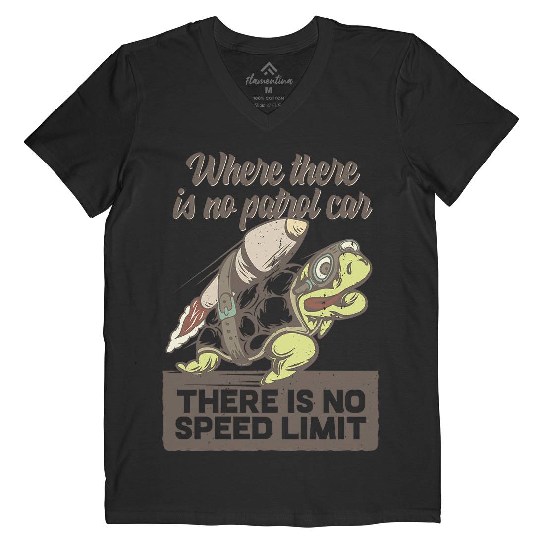 Turtle Rocket Mens V-Neck T-Shirt Animals B366
