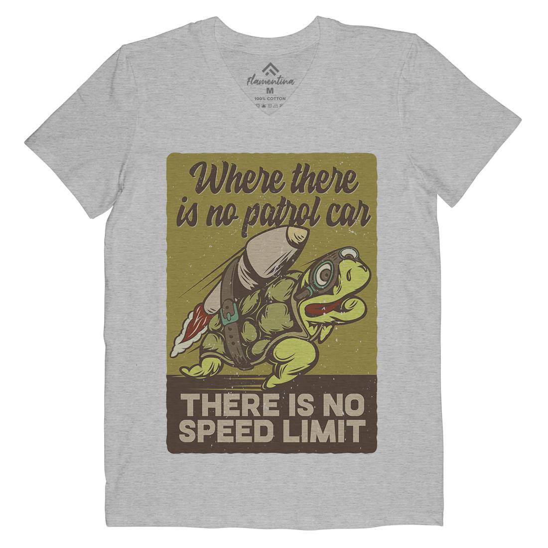 Turtle Rocket Mens V-Neck T-Shirt Animals B366