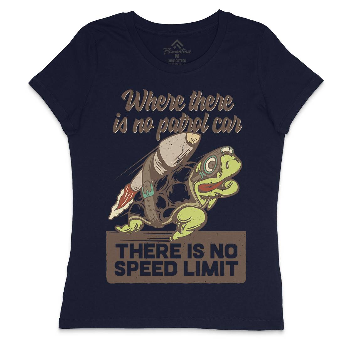 Turtle Rocket Womens Crew Neck T-Shirt Animals B366