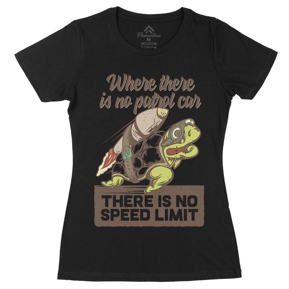 Turtle Rocket Womens Organic Crew Neck T-Shirt Animals B366
