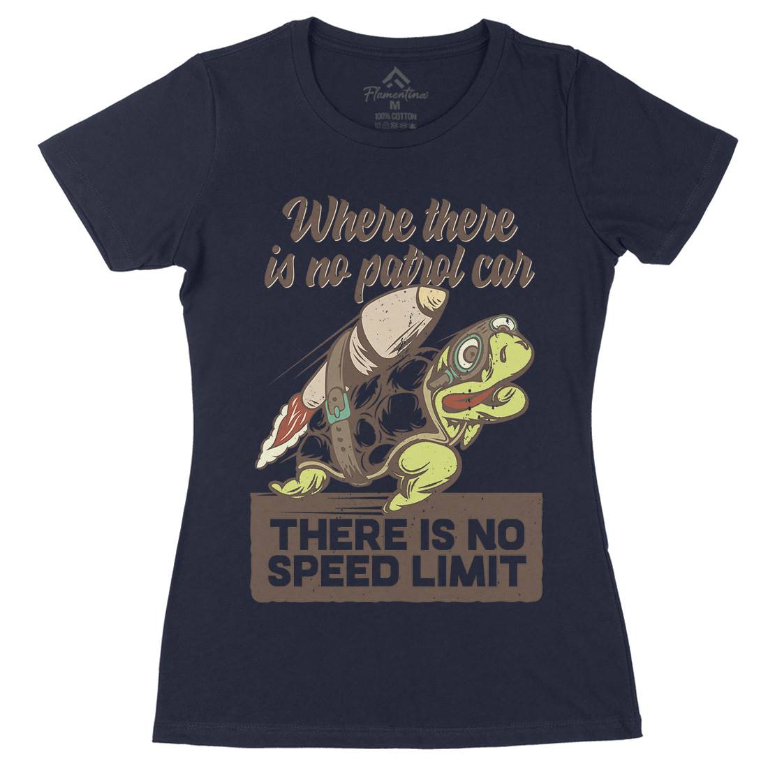 Turtle Rocket Womens Organic Crew Neck T-Shirt Animals B366