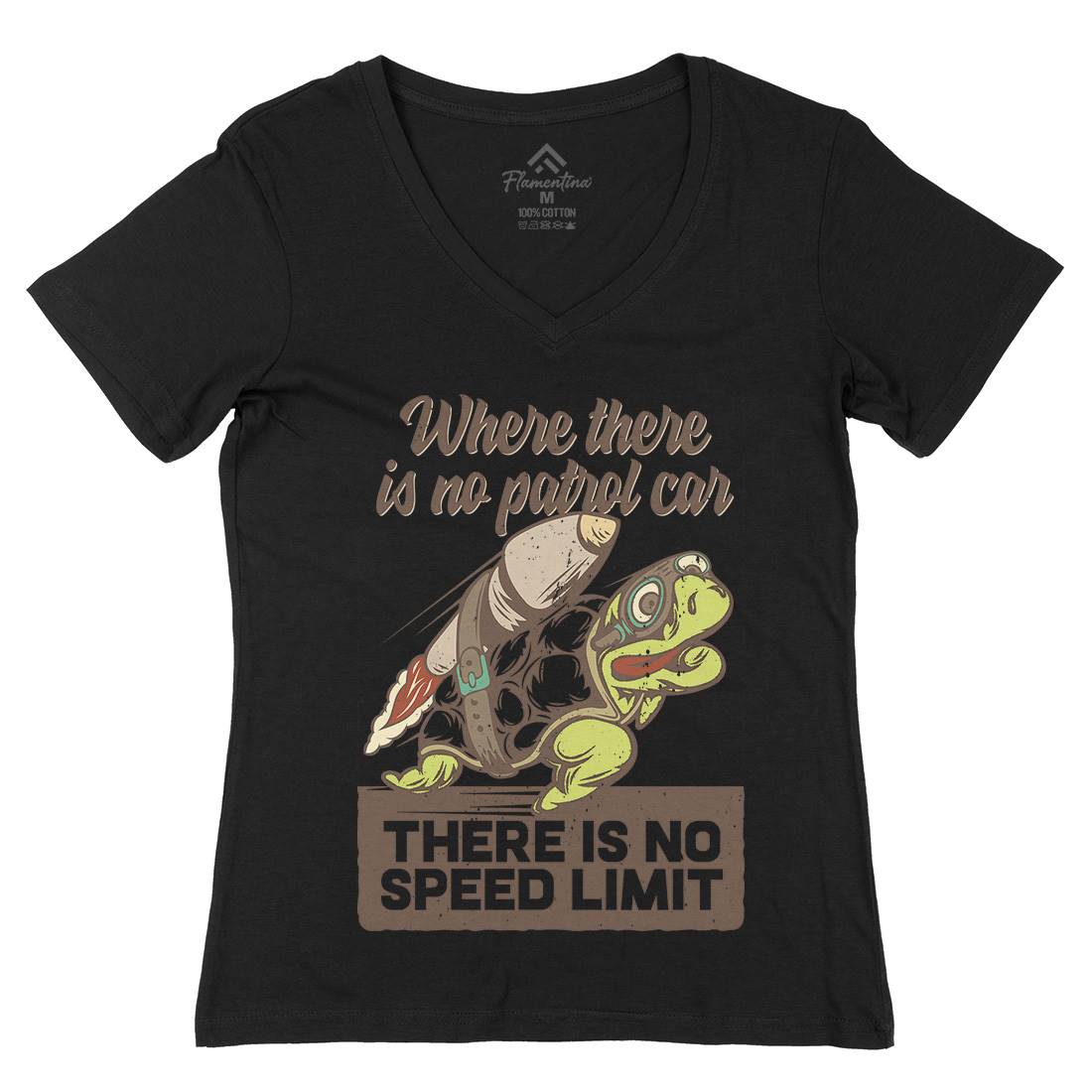 Turtle Rocket Womens Organic V-Neck T-Shirt Animals B366