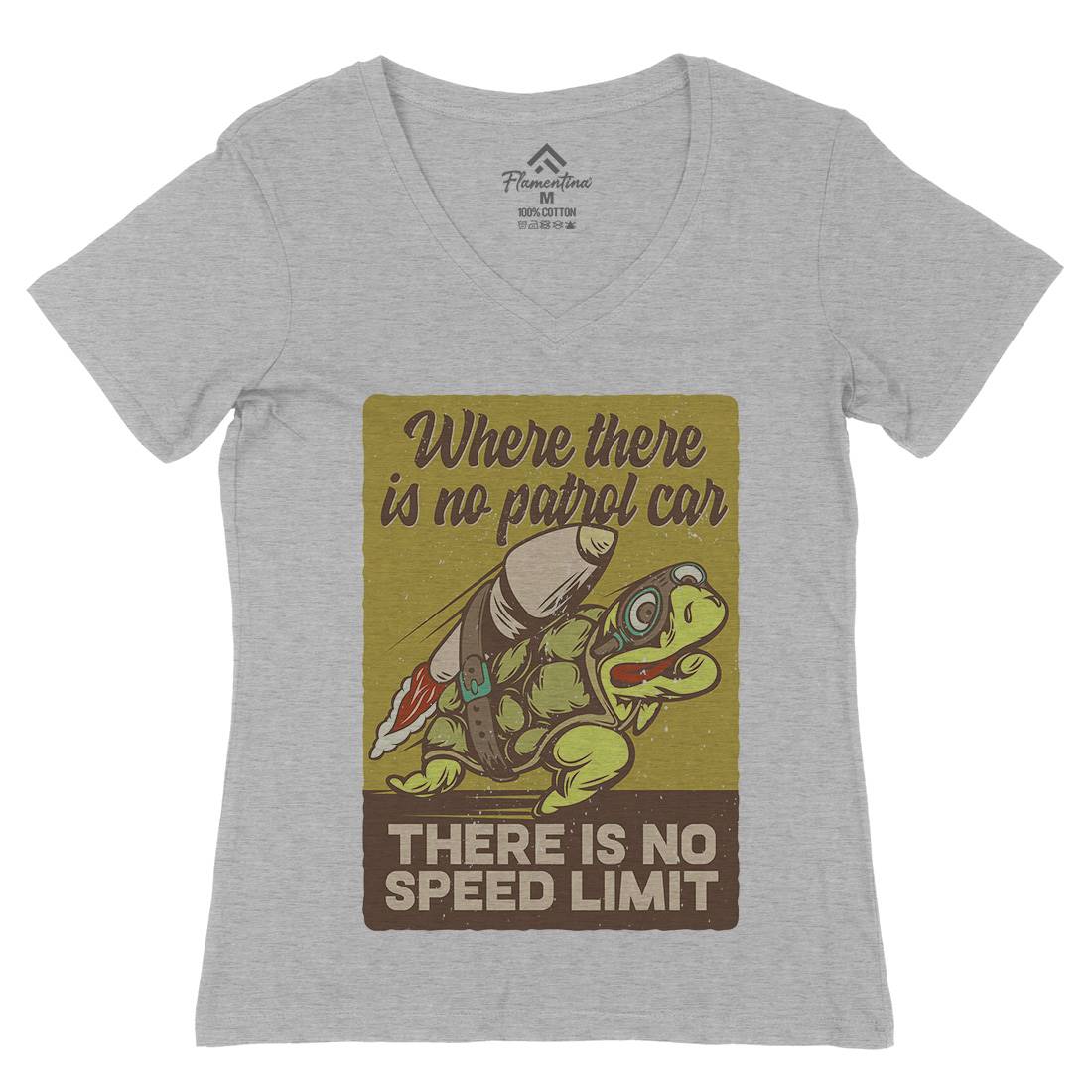 Turtle Rocket Womens Organic V-Neck T-Shirt Animals B366