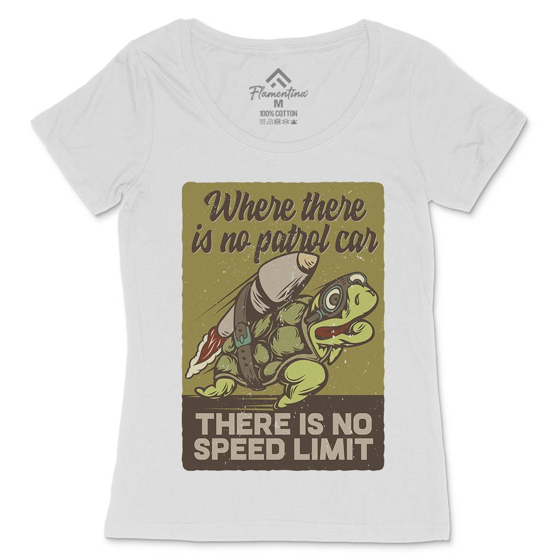 Turtle Rocket Womens Scoop Neck T-Shirt Animals B366