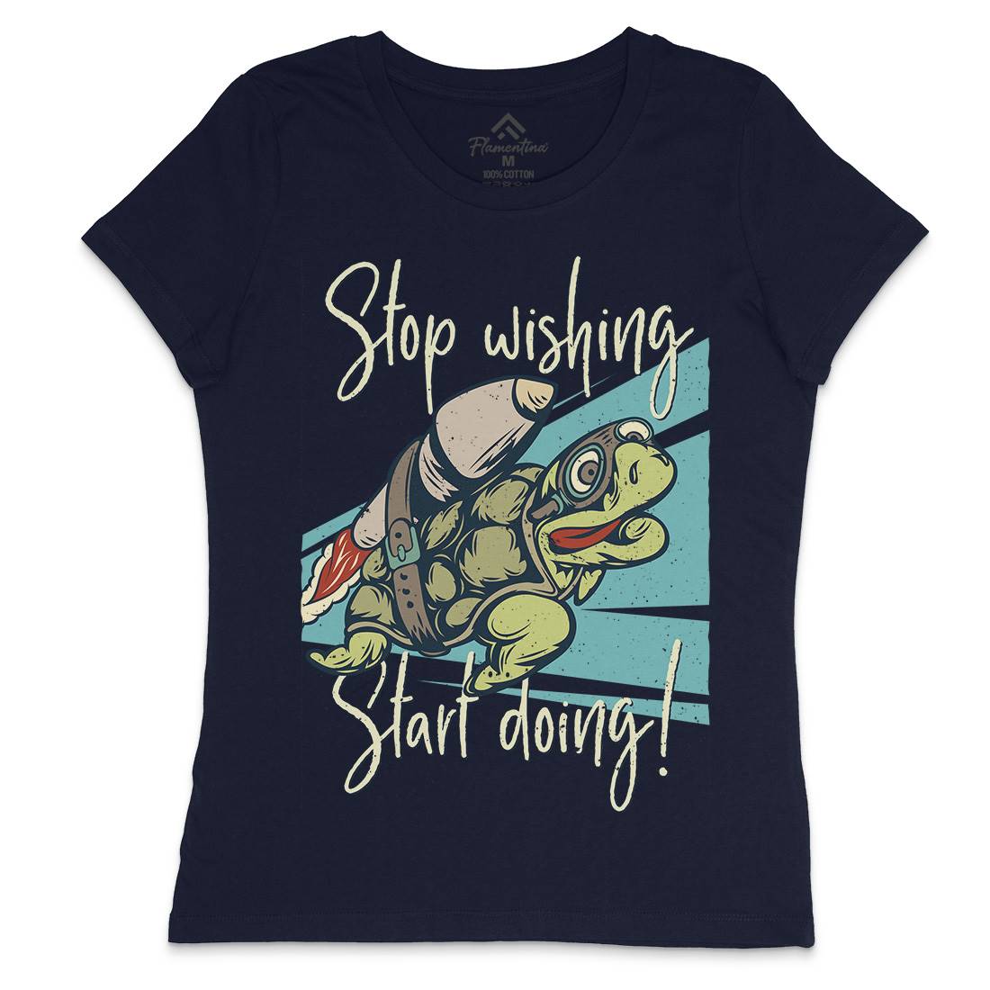 Turtle Rocket Womens Crew Neck T-Shirt Animals B367