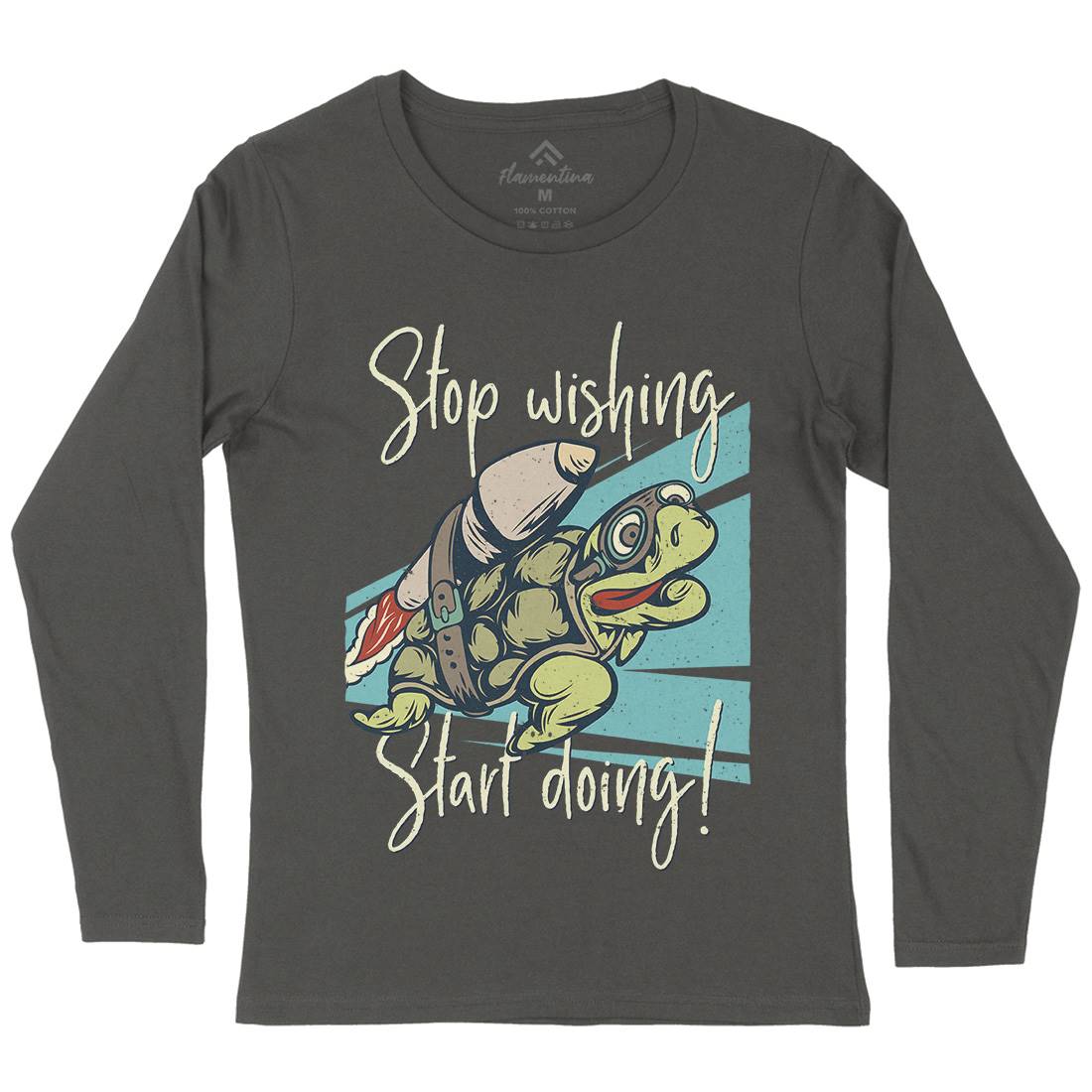 Turtle Rocket Womens Long Sleeve T-Shirt Animals B367
