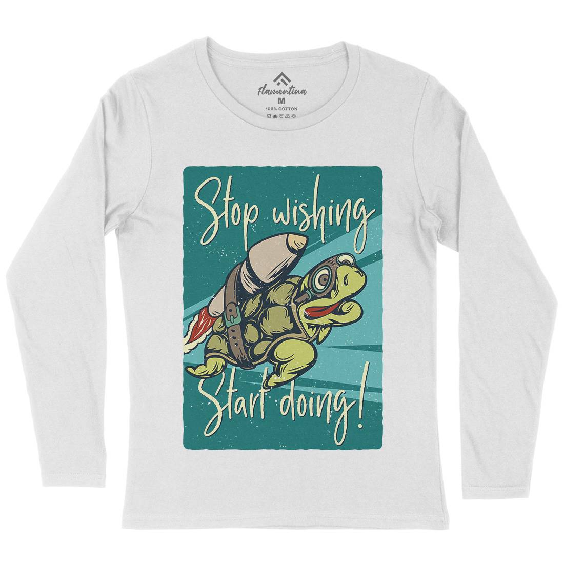 Turtle Rocket Womens Long Sleeve T-Shirt Animals B367
