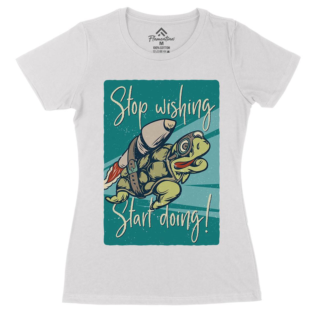 Turtle Rocket Womens Organic Crew Neck T-Shirt Animals B367