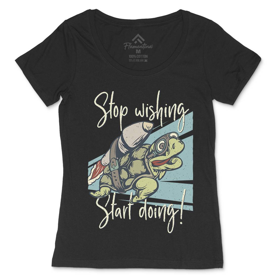 Turtle Rocket Womens Scoop Neck T-Shirt Animals B367