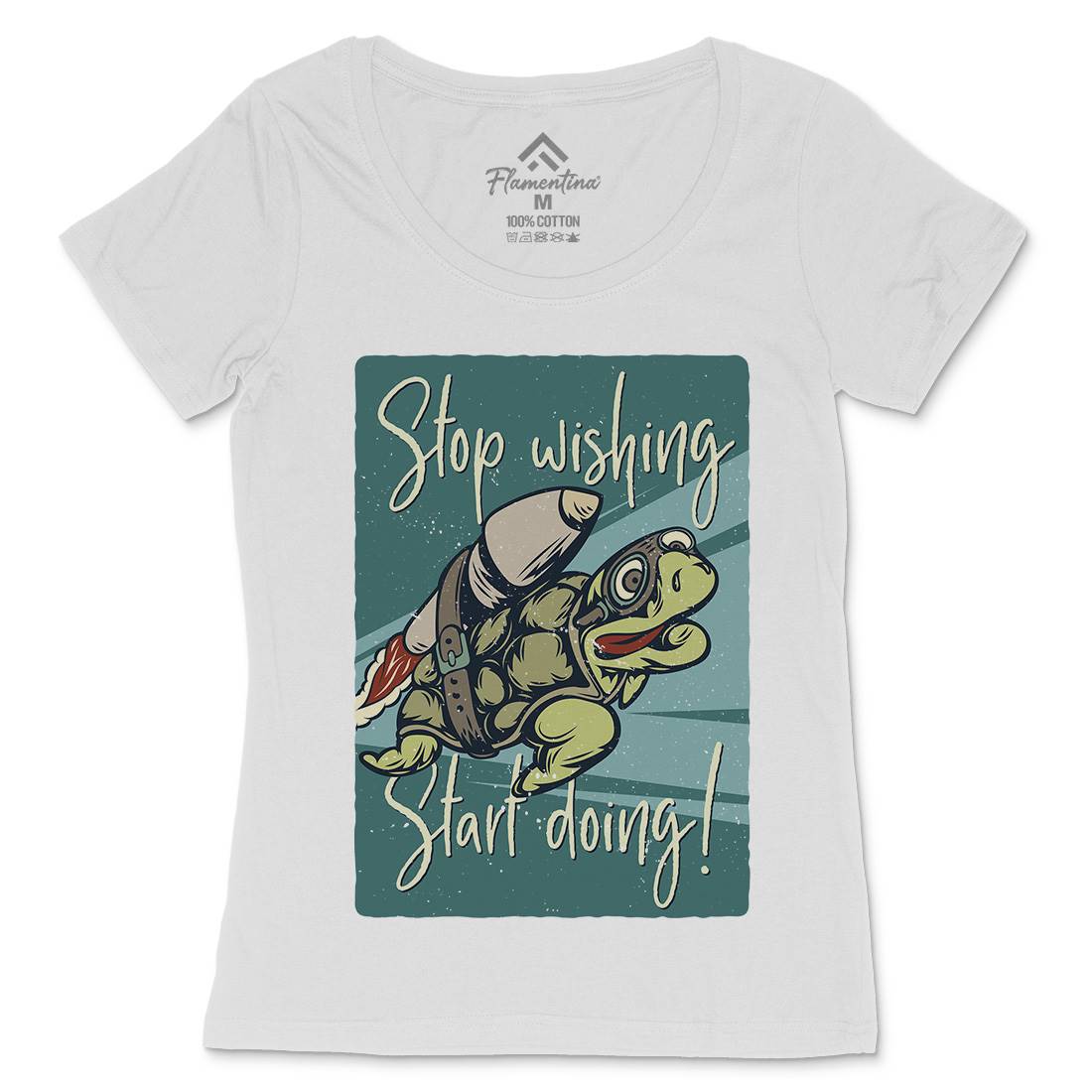 Turtle Rocket Womens Scoop Neck T-Shirt Animals B367