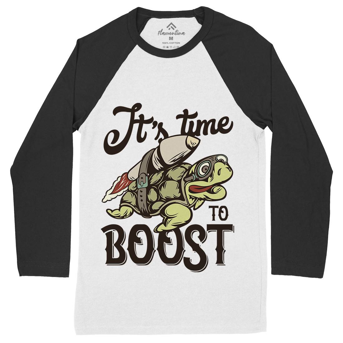 Turtle Rocket Mens Long Sleeve Baseball T-Shirt Animals B368