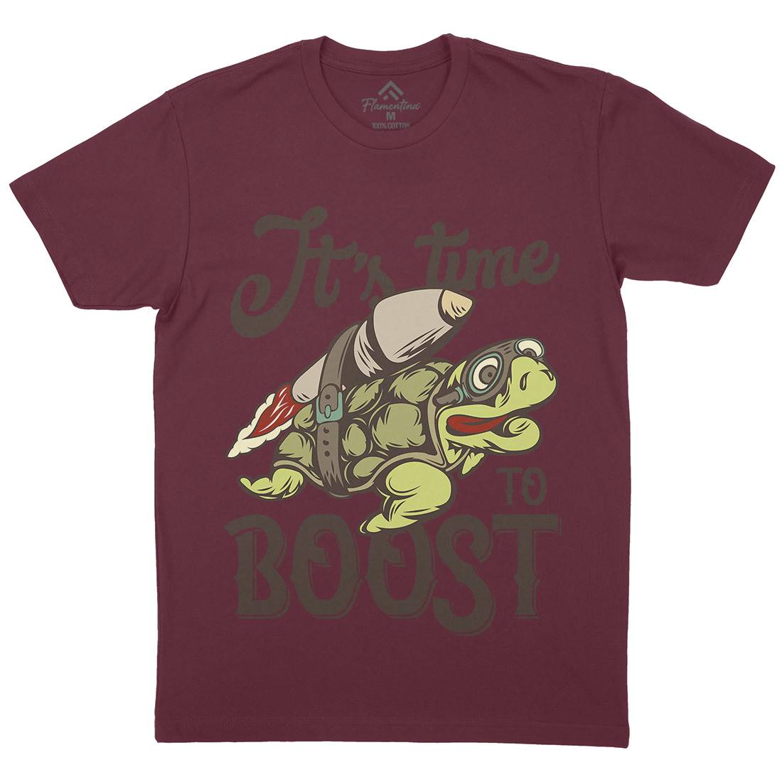 Turtle Rocket Mens Organic Crew Neck T-Shirt Animals B368