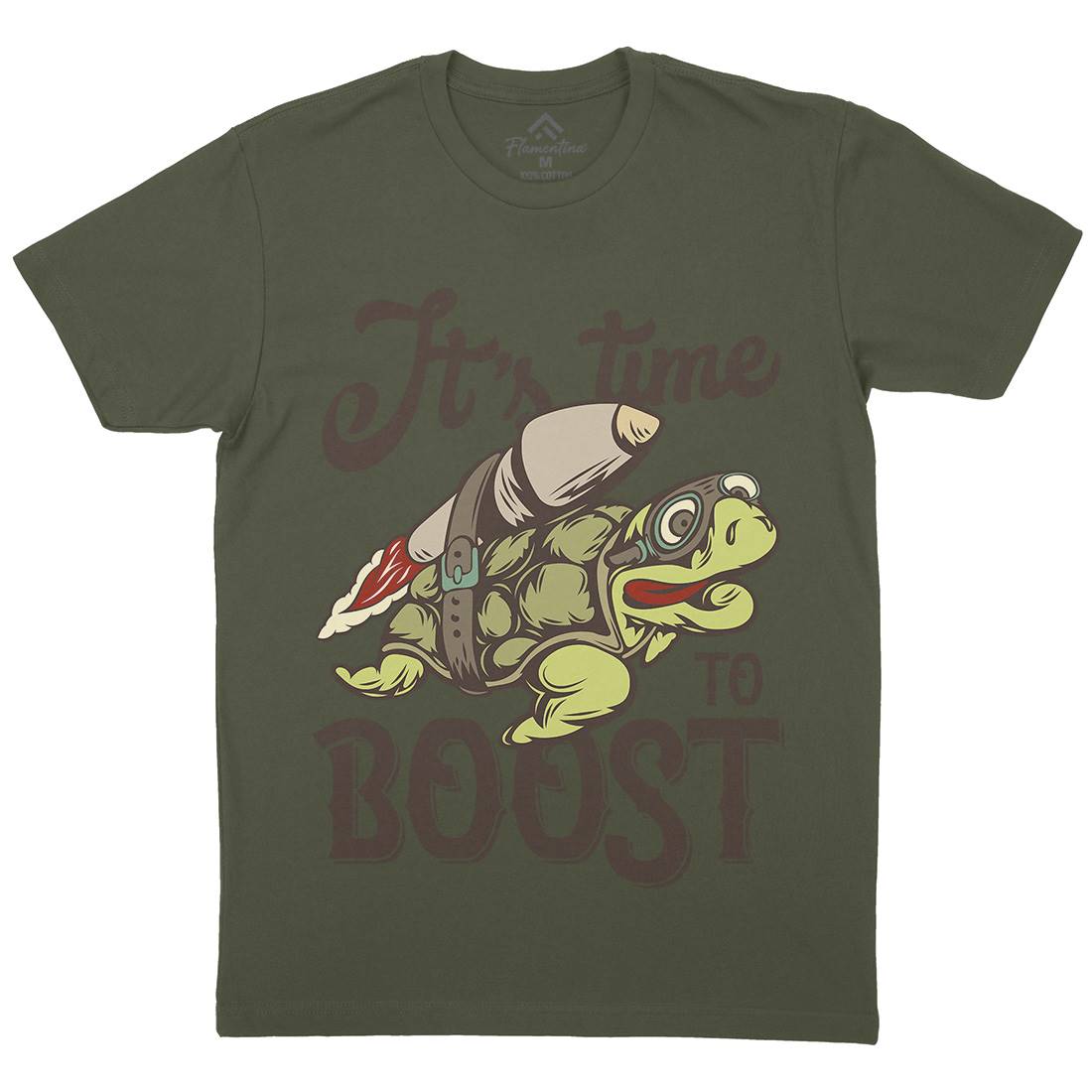 Turtle Rocket Mens Crew Neck T-Shirt Animals B368