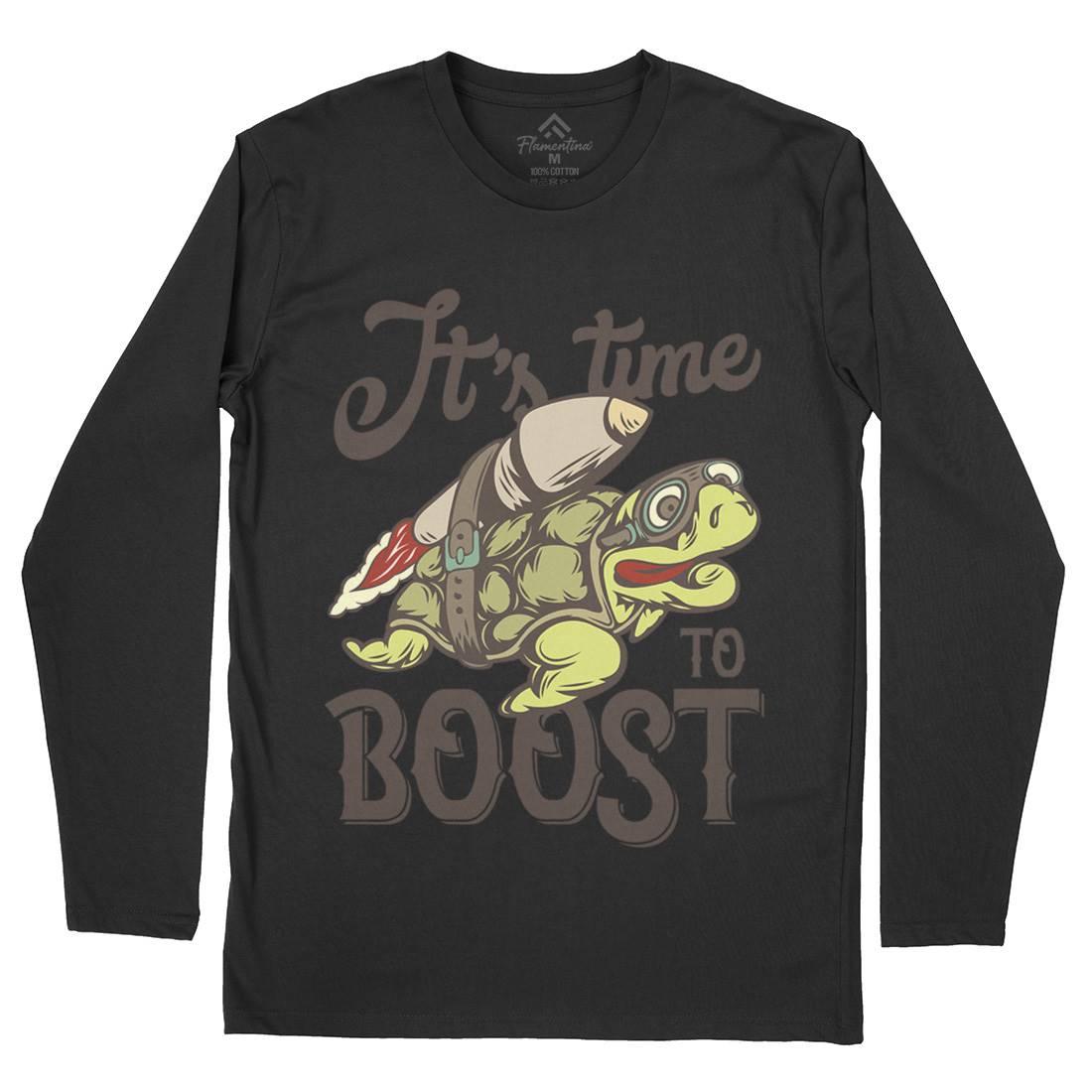 Turtle Rocket Mens Long Sleeve T-Shirt Animals B368