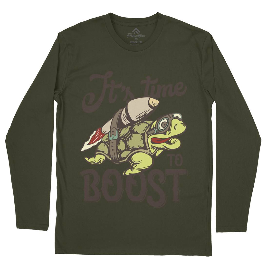 Turtle Rocket Mens Long Sleeve T-Shirt Animals B368