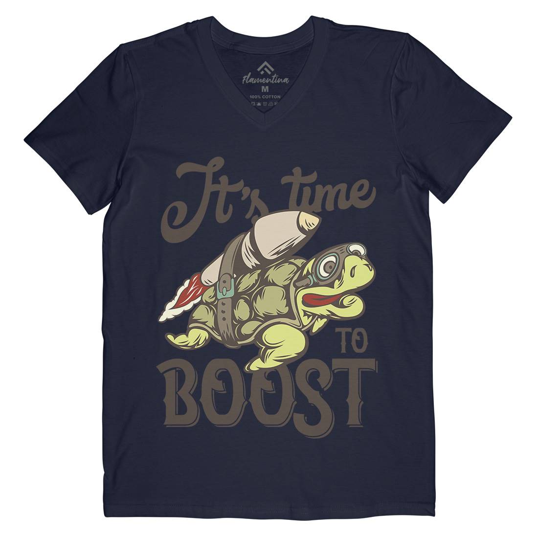 Turtle Rocket Mens V-Neck T-Shirt Animals B368