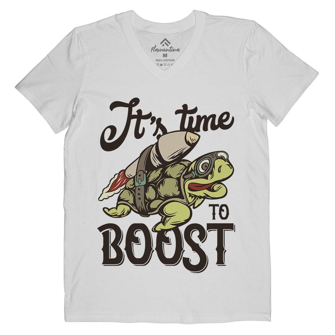 Turtle Rocket Mens V-Neck T-Shirt Animals B368