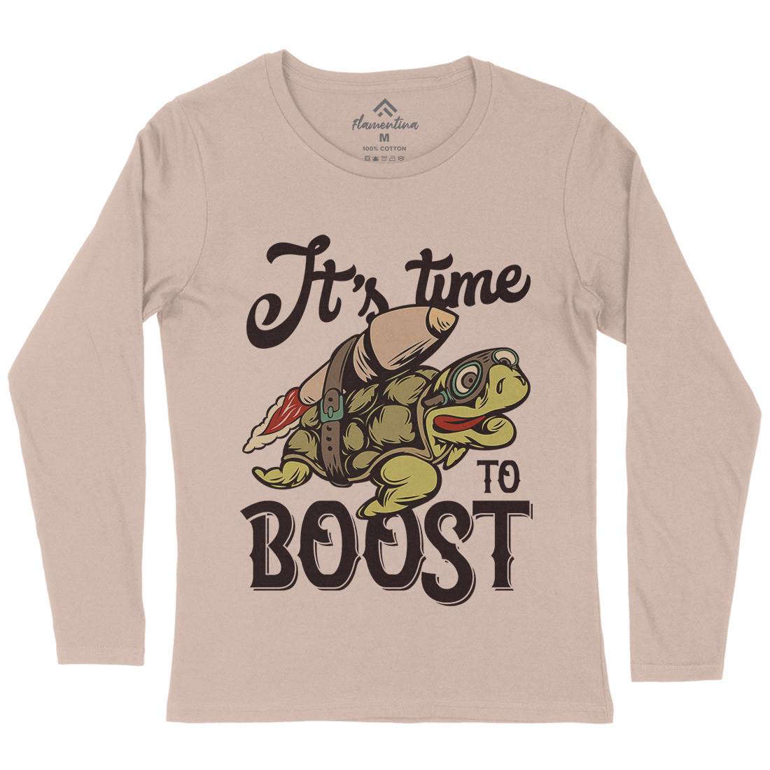 Turtle Rocket Womens Long Sleeve T-Shirt Animals B368
