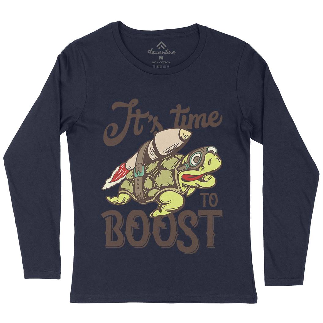 Turtle Rocket Womens Long Sleeve T-Shirt Animals B368