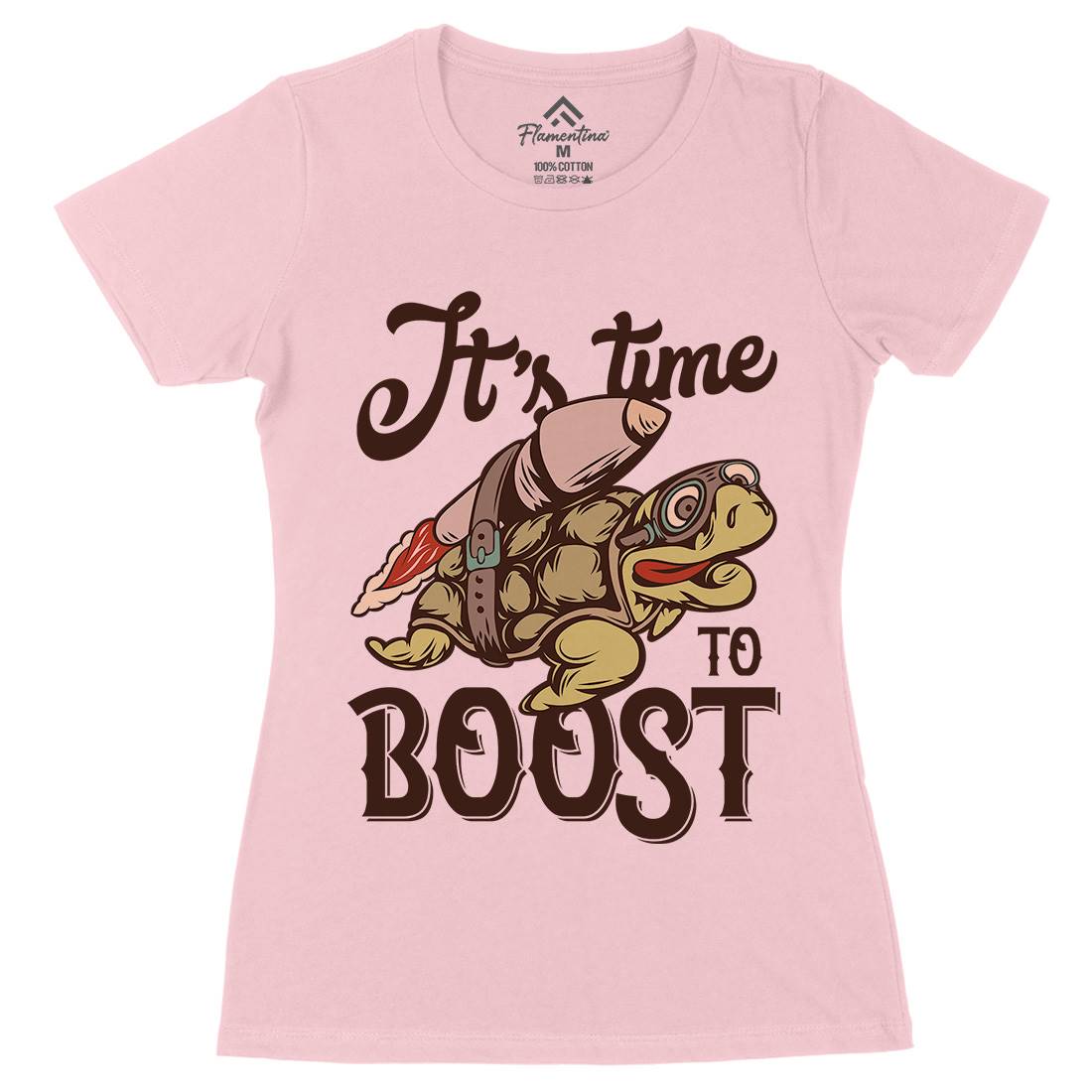 Turtle Rocket Womens Organic Crew Neck T-Shirt Animals B368