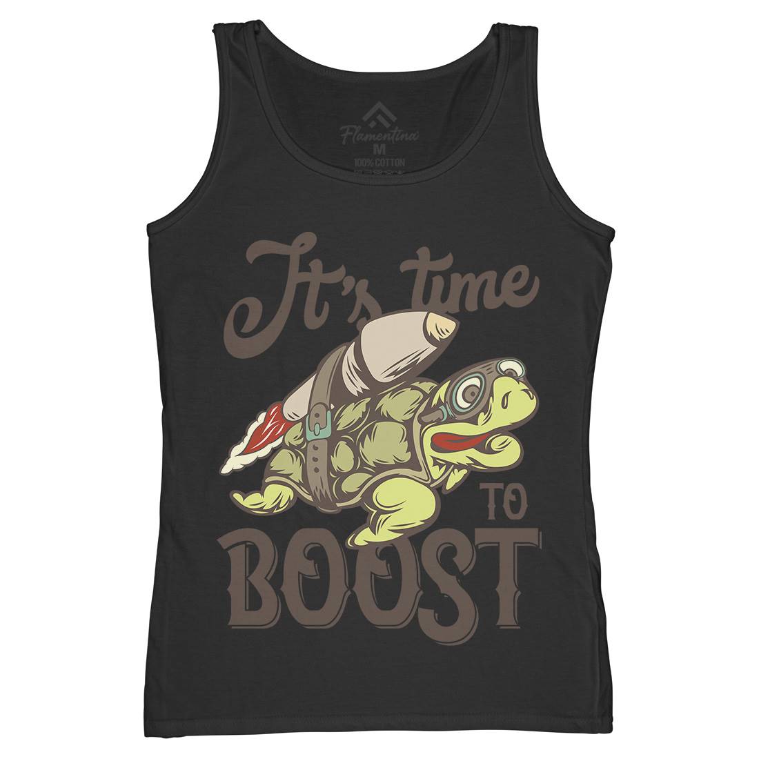Turtle Rocket Womens Organic Tank Top Vest Animals B368