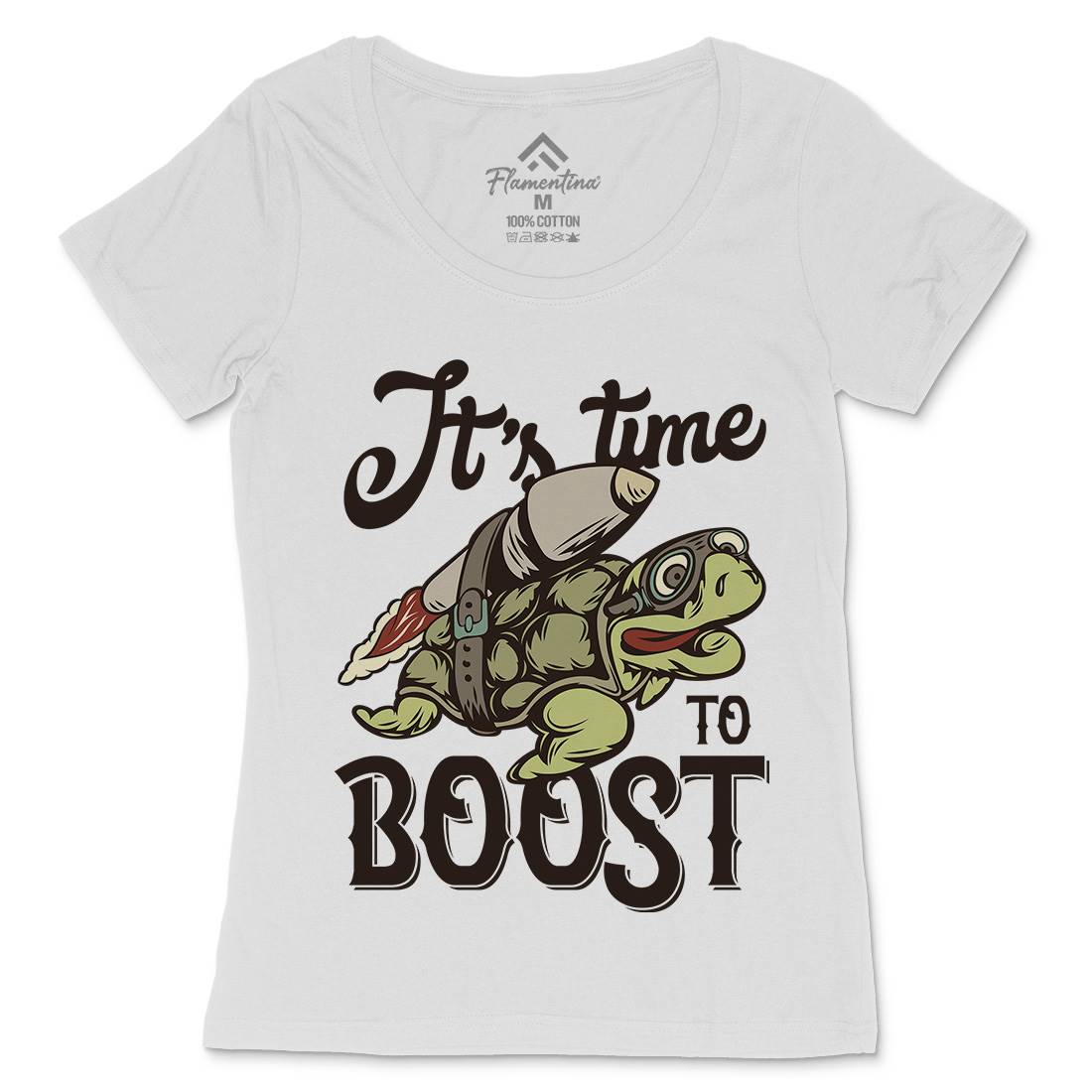 Turtle Rocket Womens Scoop Neck T-Shirt Animals B368