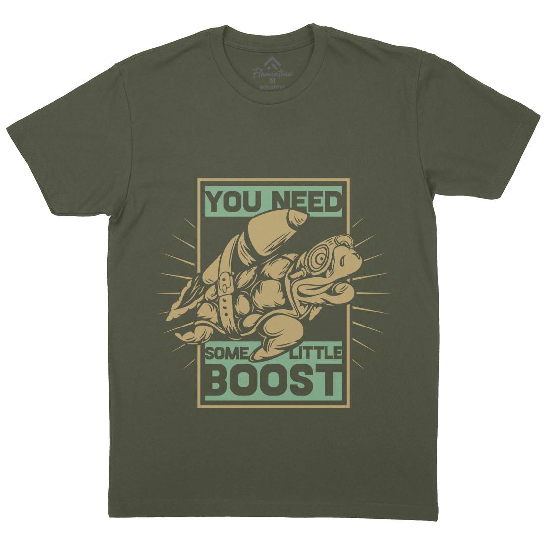 Turtle Rocket Mens Crew Neck T-Shirt Animals B369