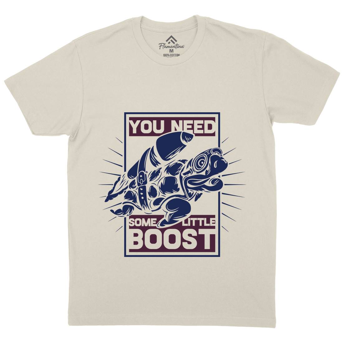 Turtle Rocket Mens Organic Crew Neck T-Shirt Animals B369