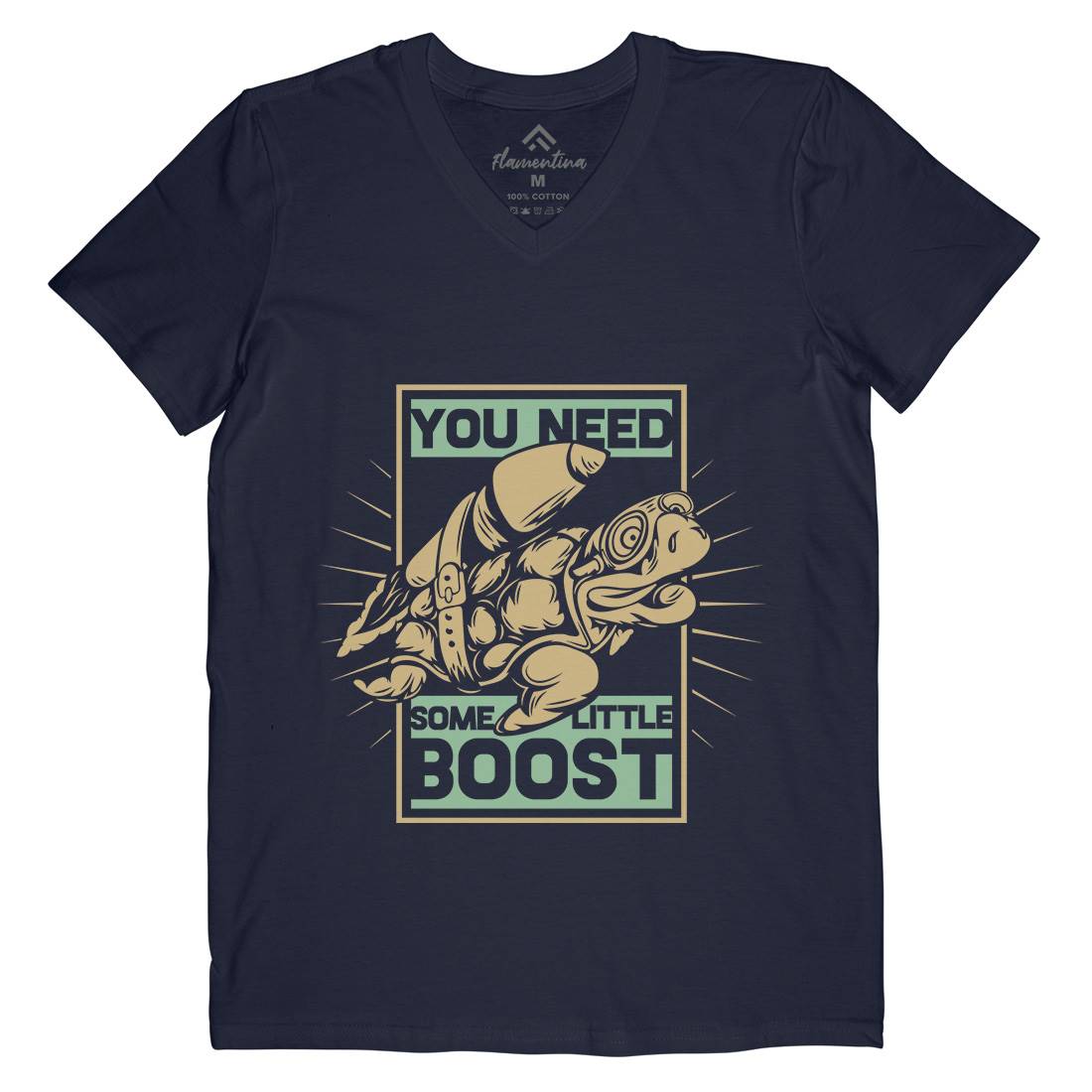 Turtle Rocket Mens V-Neck T-Shirt Animals B369