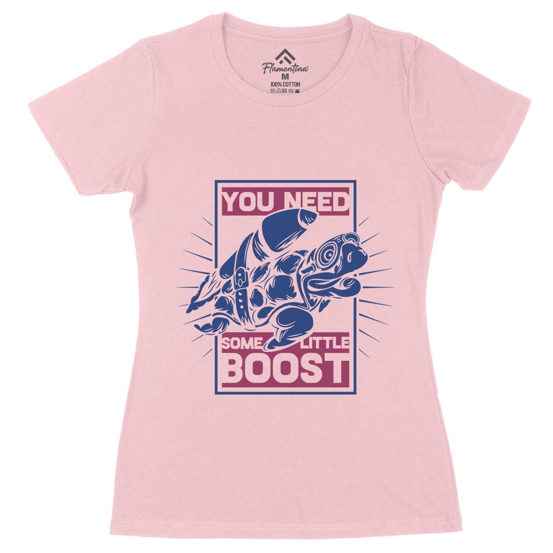 Turtle Rocket Womens Organic Crew Neck T-Shirt Animals B369