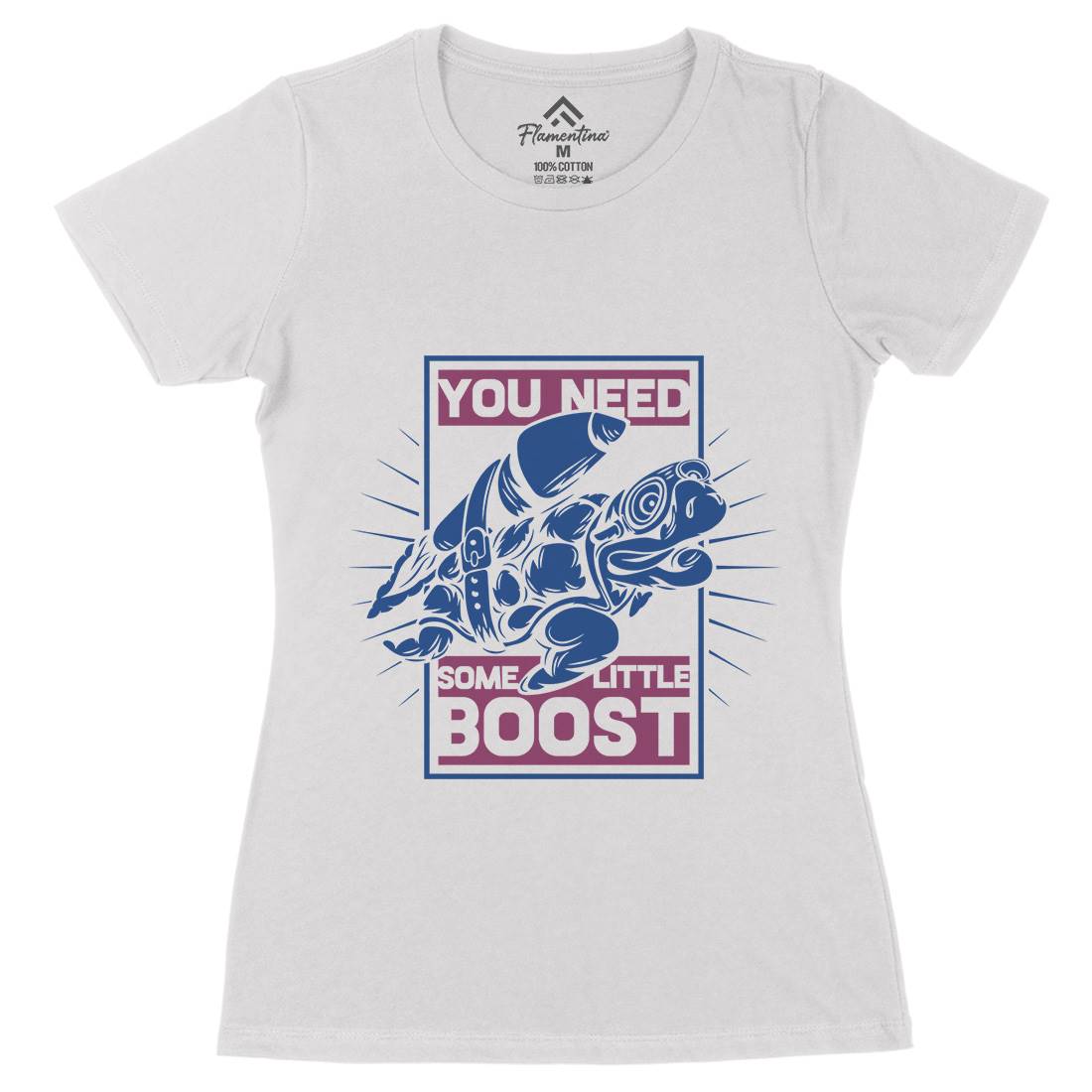 Turtle Rocket Womens Organic Crew Neck T-Shirt Animals B369