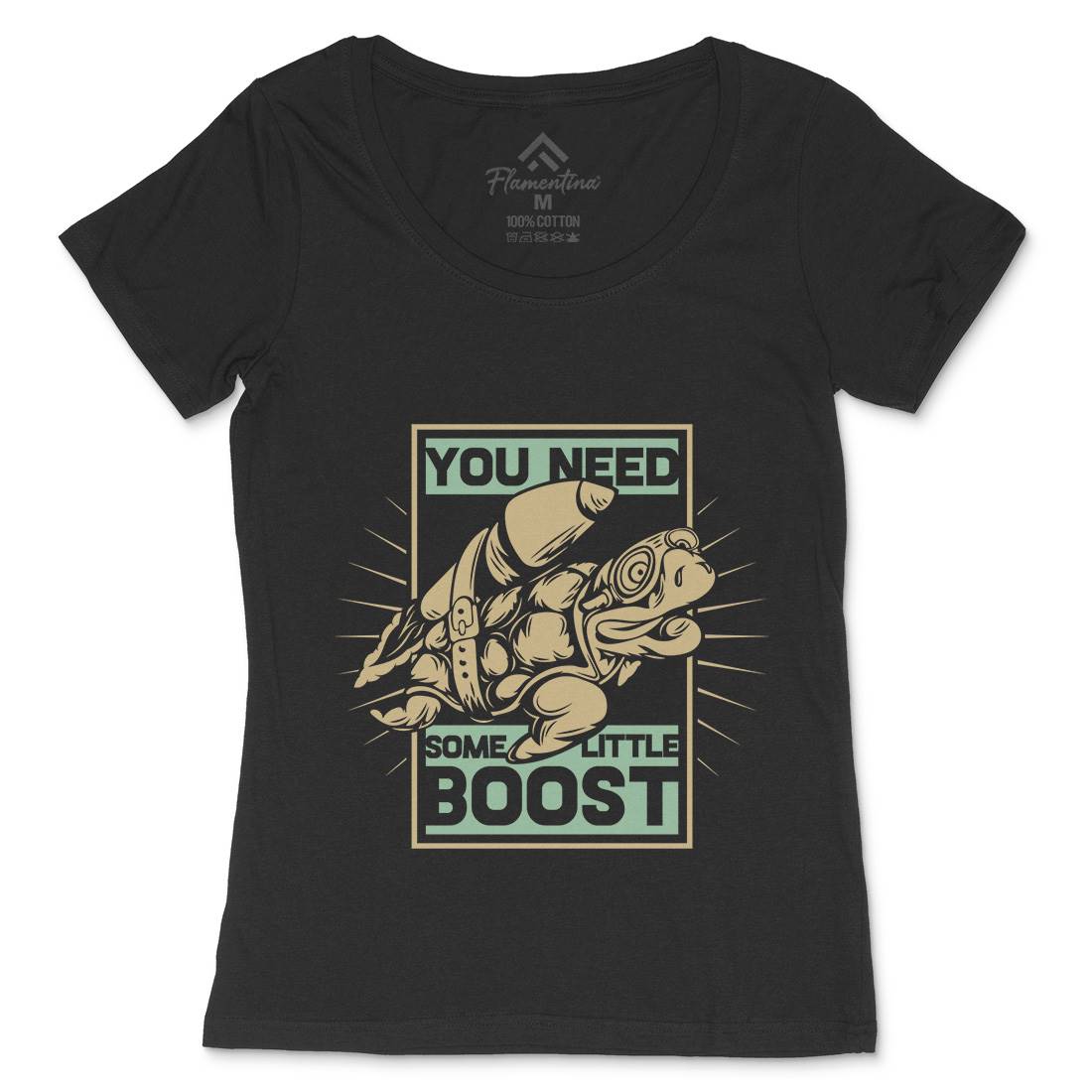 Turtle Rocket Womens Scoop Neck T-Shirt Animals B369