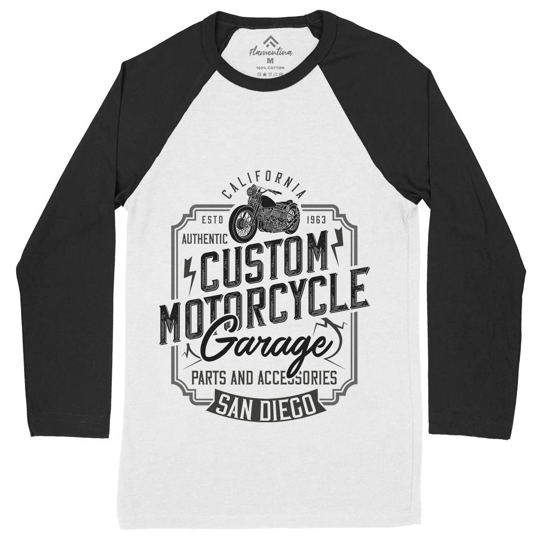 Custom Mens Long Sleeve Baseball T-Shirt Motorcycles B370