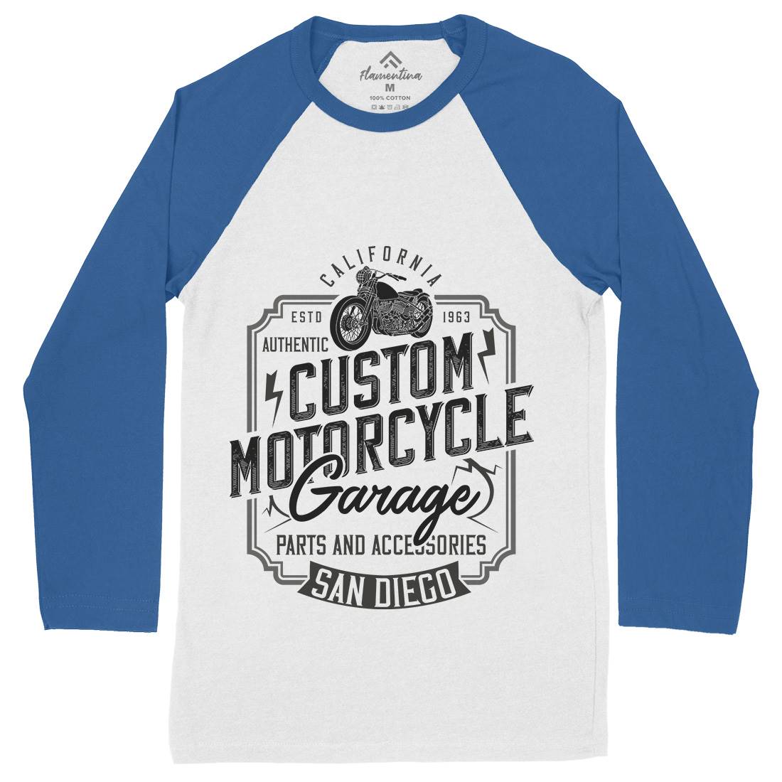 Custom Mens Long Sleeve Baseball T-Shirt Motorcycles B370