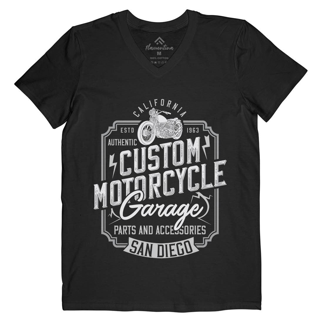 Custom Mens V-Neck T-Shirt Motorcycles B370