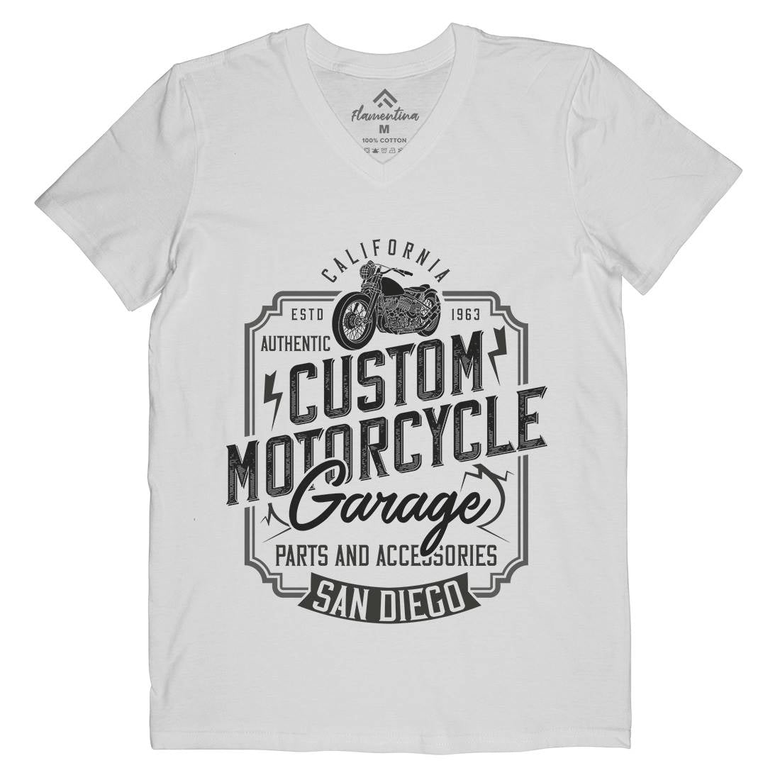 Custom Mens V-Neck T-Shirt Motorcycles B370