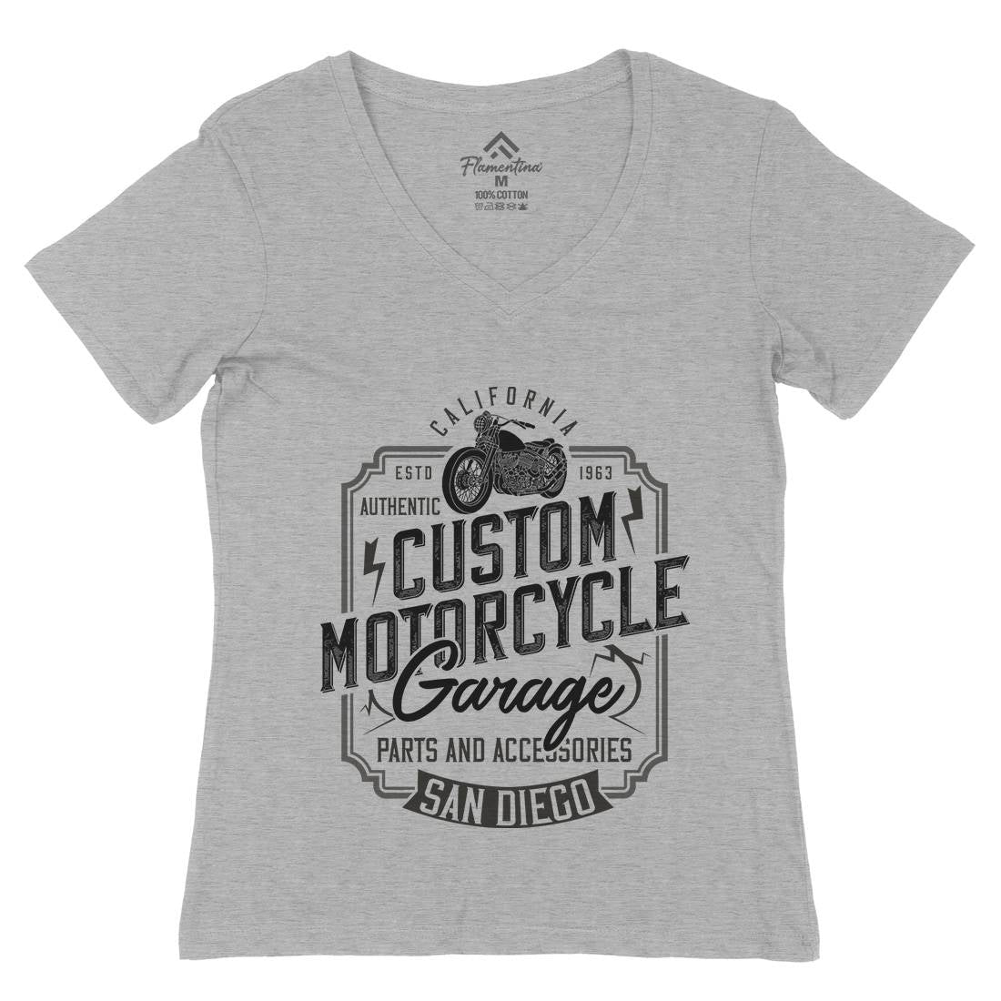 Custom Womens Organic V-Neck T-Shirt Motorcycles B370