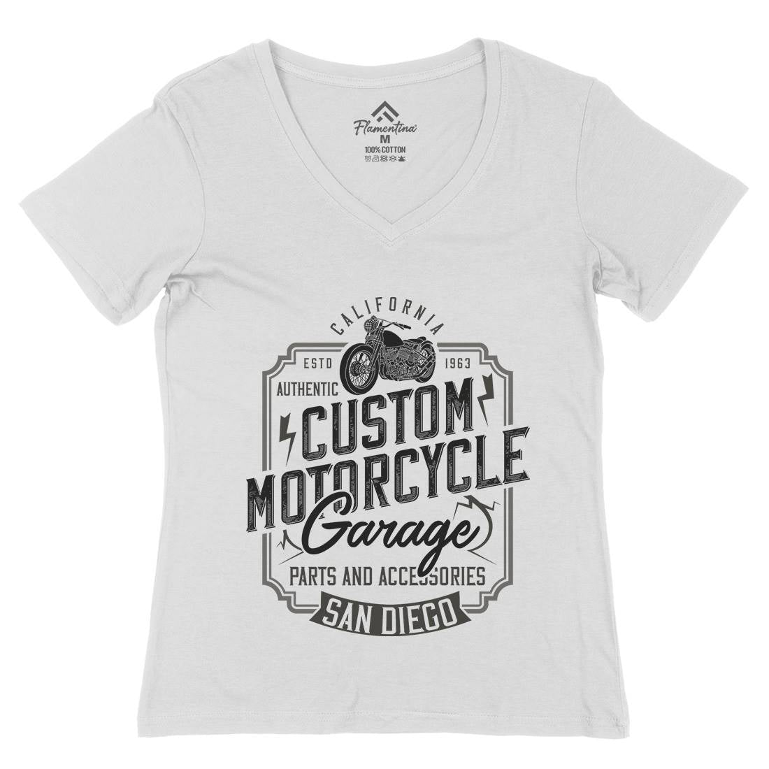 Custom Womens Organic V-Neck T-Shirt Motorcycles B370