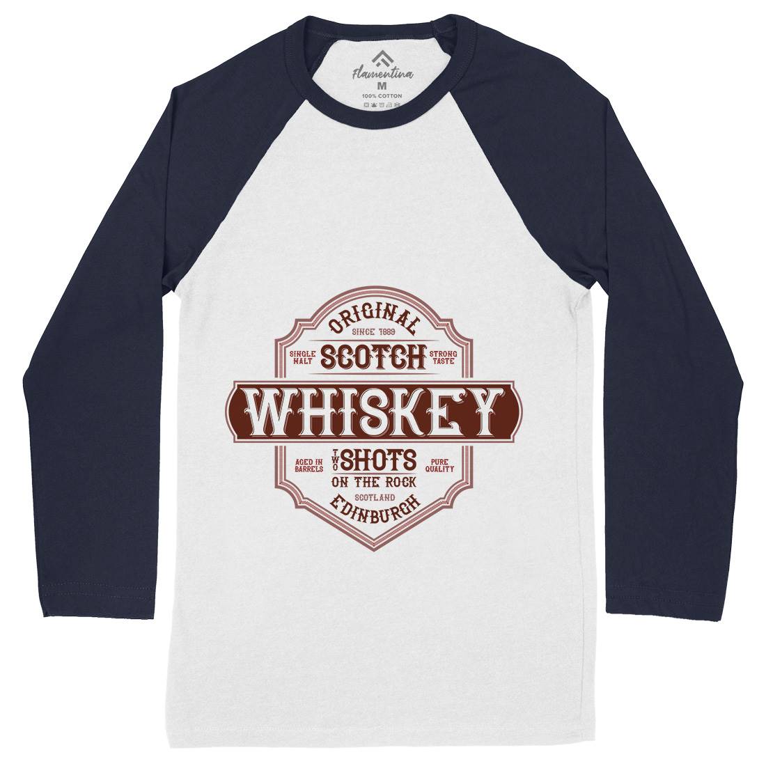 Scotch Whiskey Mens Long Sleeve Baseball T-Shirt Drinks B373