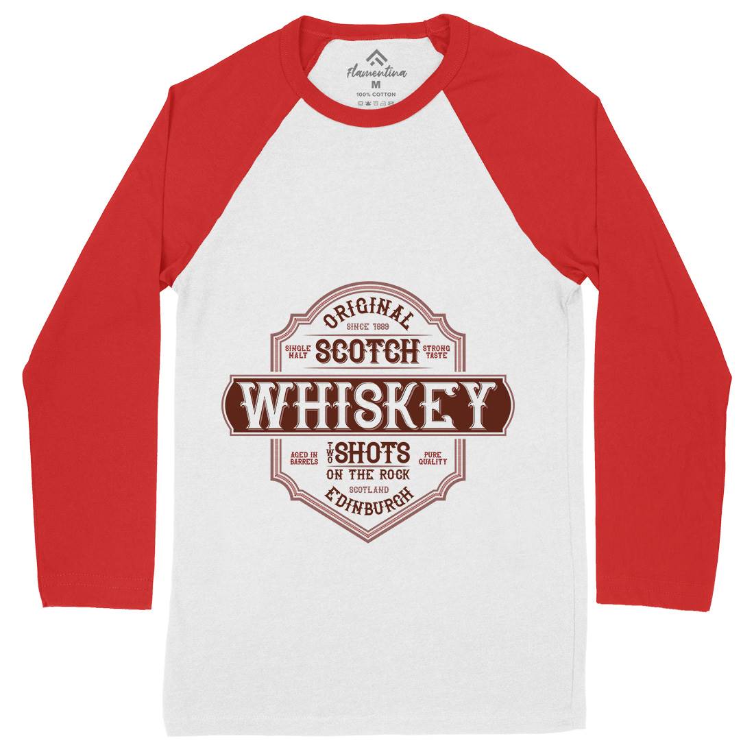 Scotch Whiskey Mens Long Sleeve Baseball T-Shirt Drinks B373