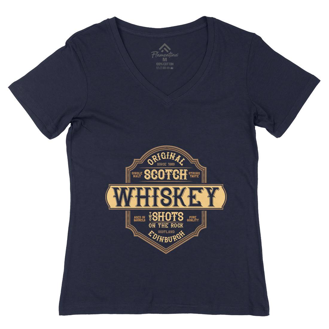 Scotch Whiskey Womens Organic V-Neck T-Shirt Drinks B373